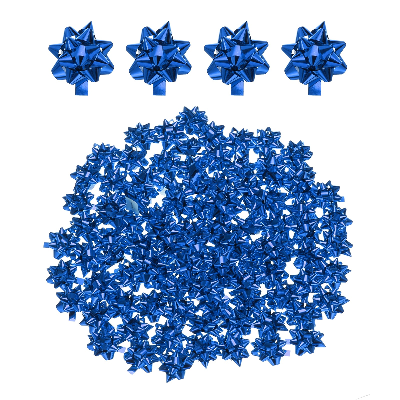 100pcs 1" Mini Star Gift Bows Metallic Christmas Bows for Gift Wrapping, Blue