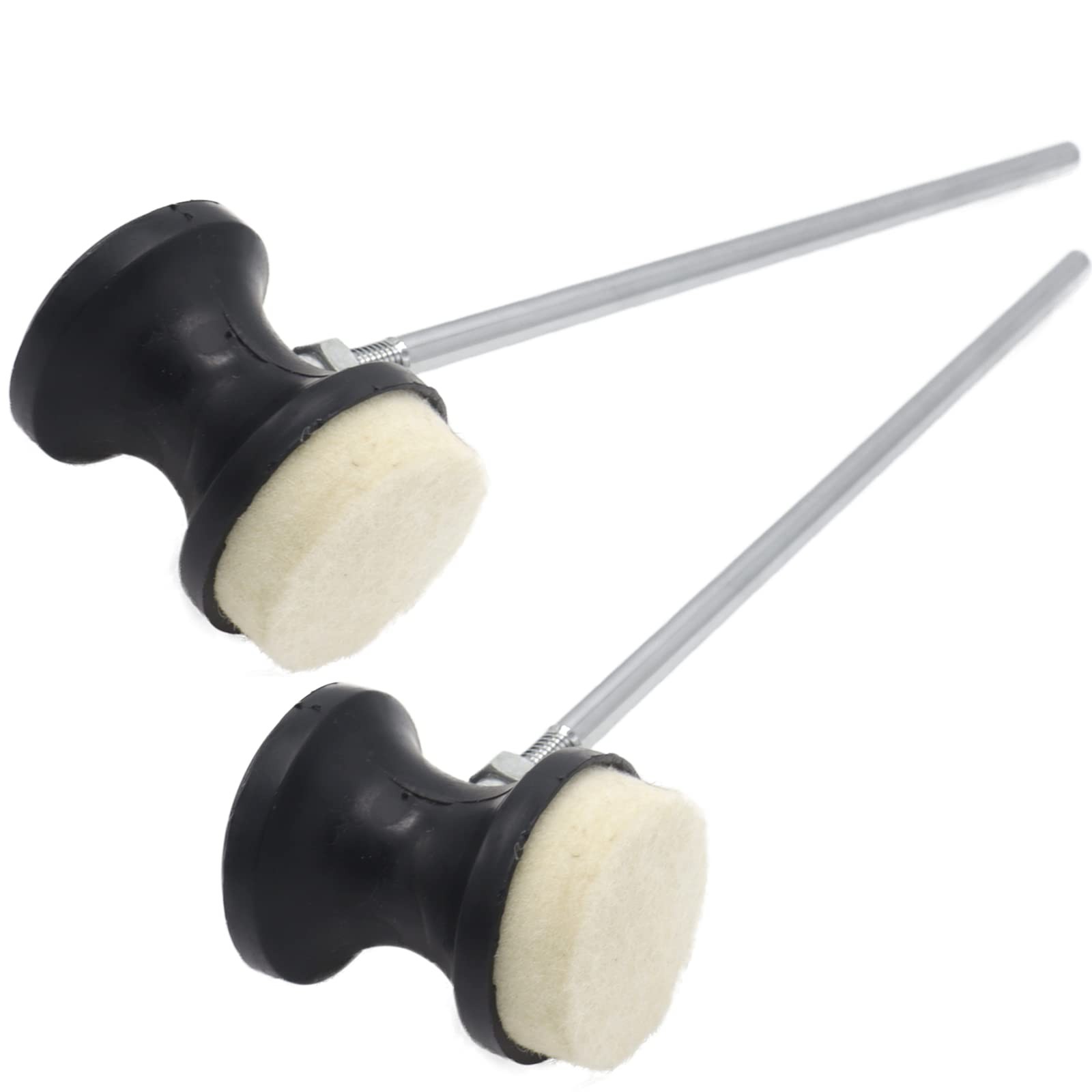 Bass Drum Pedal Beater 2pcs Double-Sided Stainless Steel Handle Felt Head