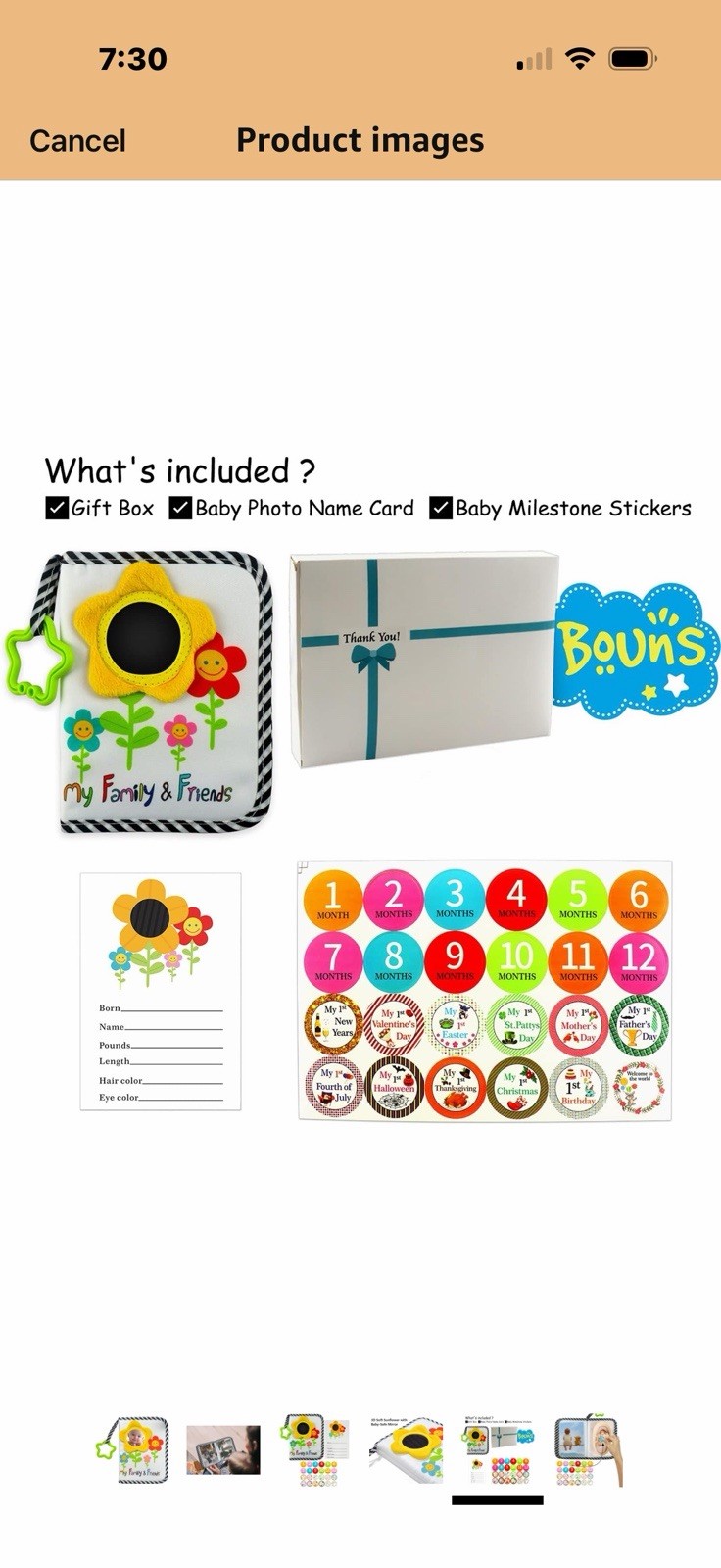 Baby Photo Album 4 X 6 My Family & friends Baby Toy Soft Side Teething Mirrored