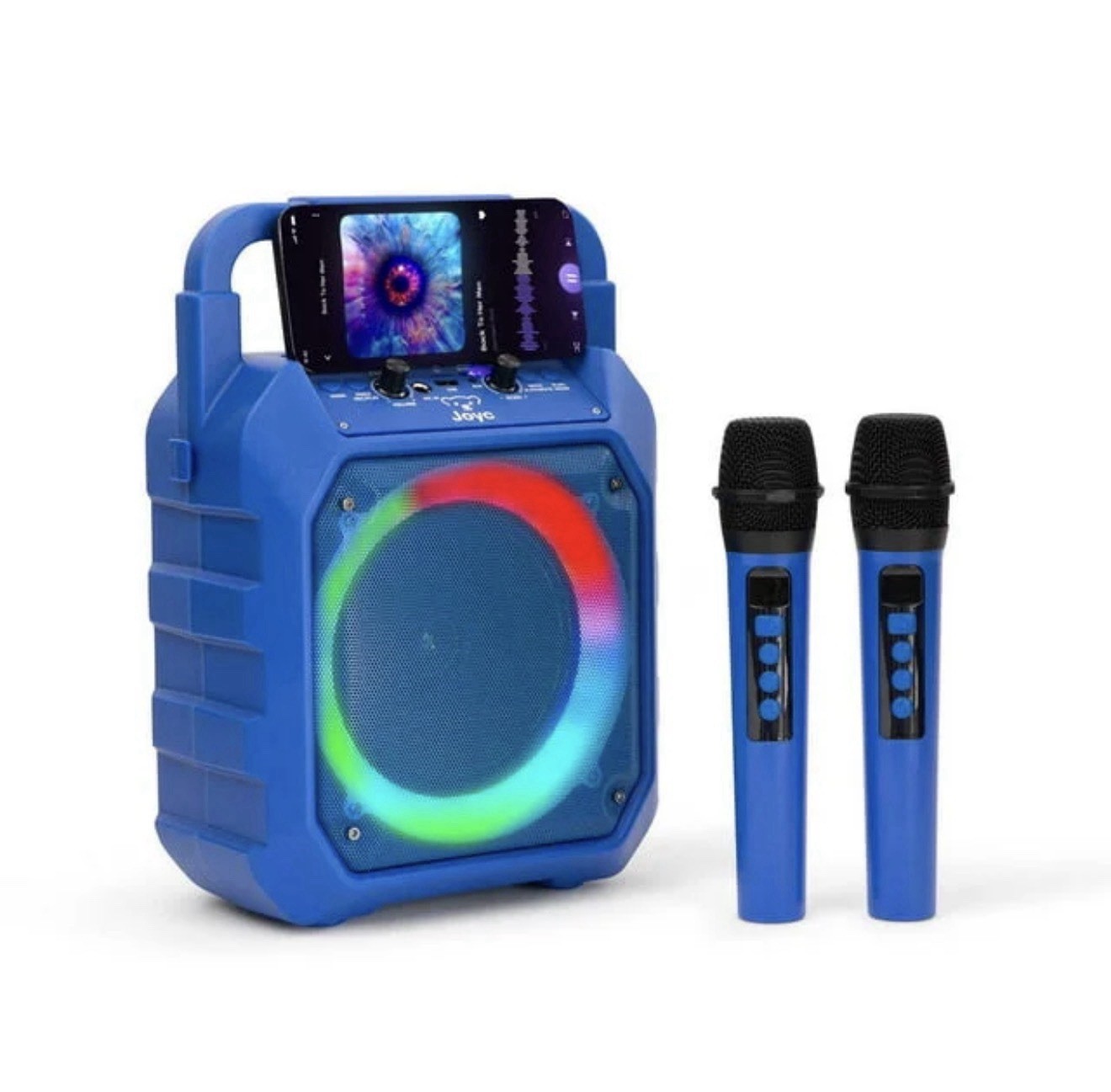 JOYC Mic Drop Karaoke Machine with 2 Wireless Mics & RGB Lights, Choose Color