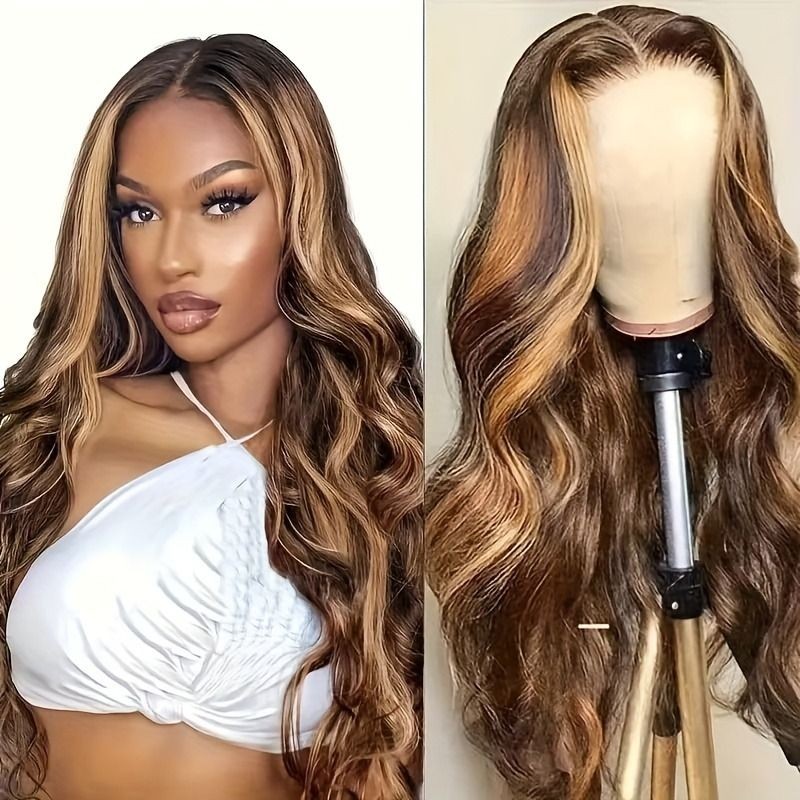 3x1 Honey Brown Lace Front Wig Loose Wave Wigs With Synthetic Heat Resistant Fib