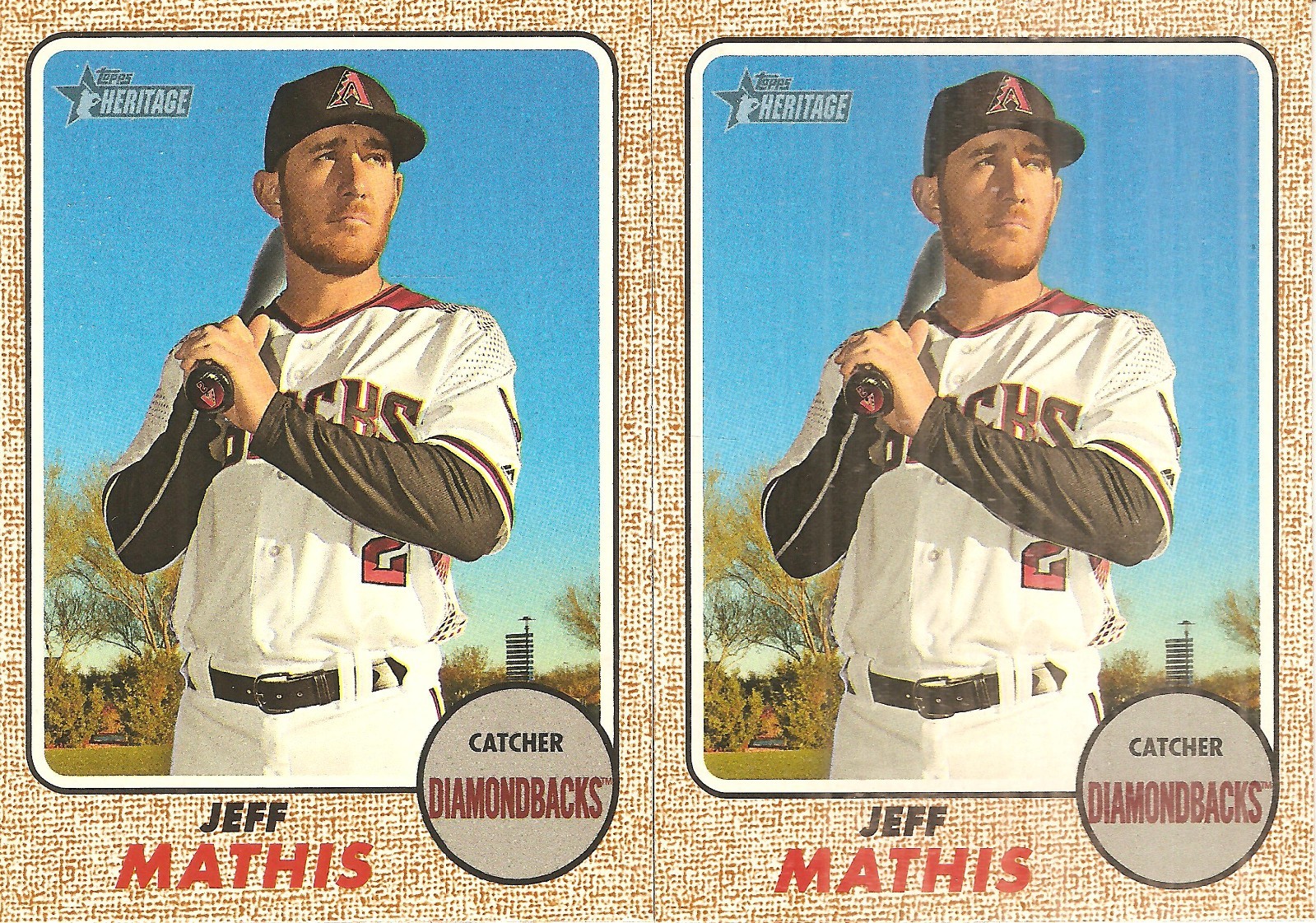 2 CARD 2017 TOPPS HERITAGE JEFF MATHIS BASEBALL CARD LOT
