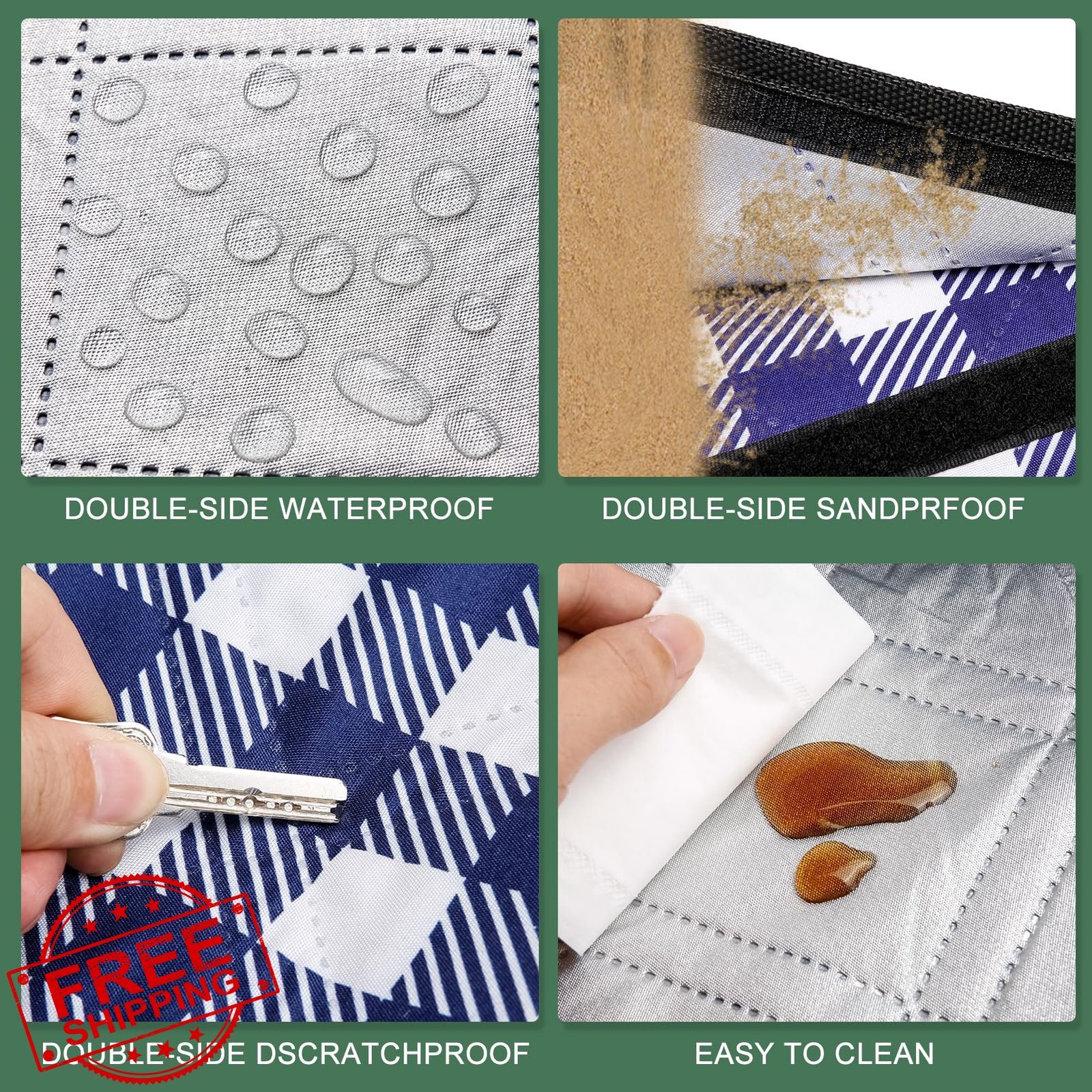 ZUBOND 80''x100'' Picnic Beach Blanket - Waterproof