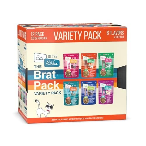  Cats in The Kitchen Slide N' 3 Ounce (Pack of 12) The Brat Pack Variety Pack