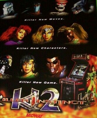 Midway Killer Instinct 2 Arcade POSTER 1995 Original NOS Video Game 28 X 22 Art