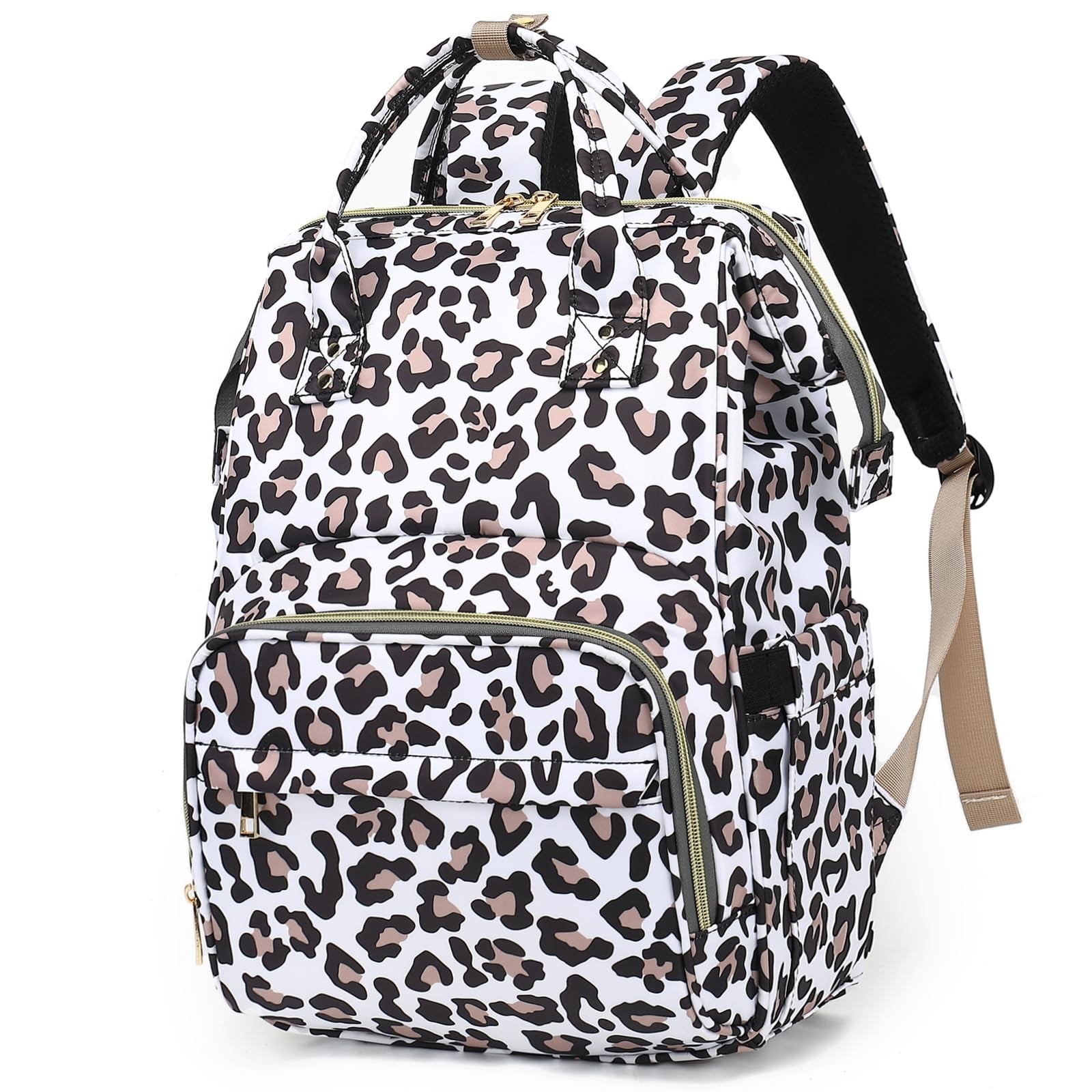 Leopard Lunch Backpack for Women, Insulated Cooler Work Business Laptop Backp...