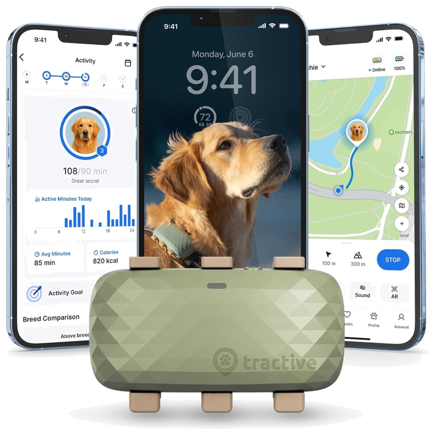 XL Smart Dog GPS Tracker: Live Pet Tracker with Health Monitoring & Fence