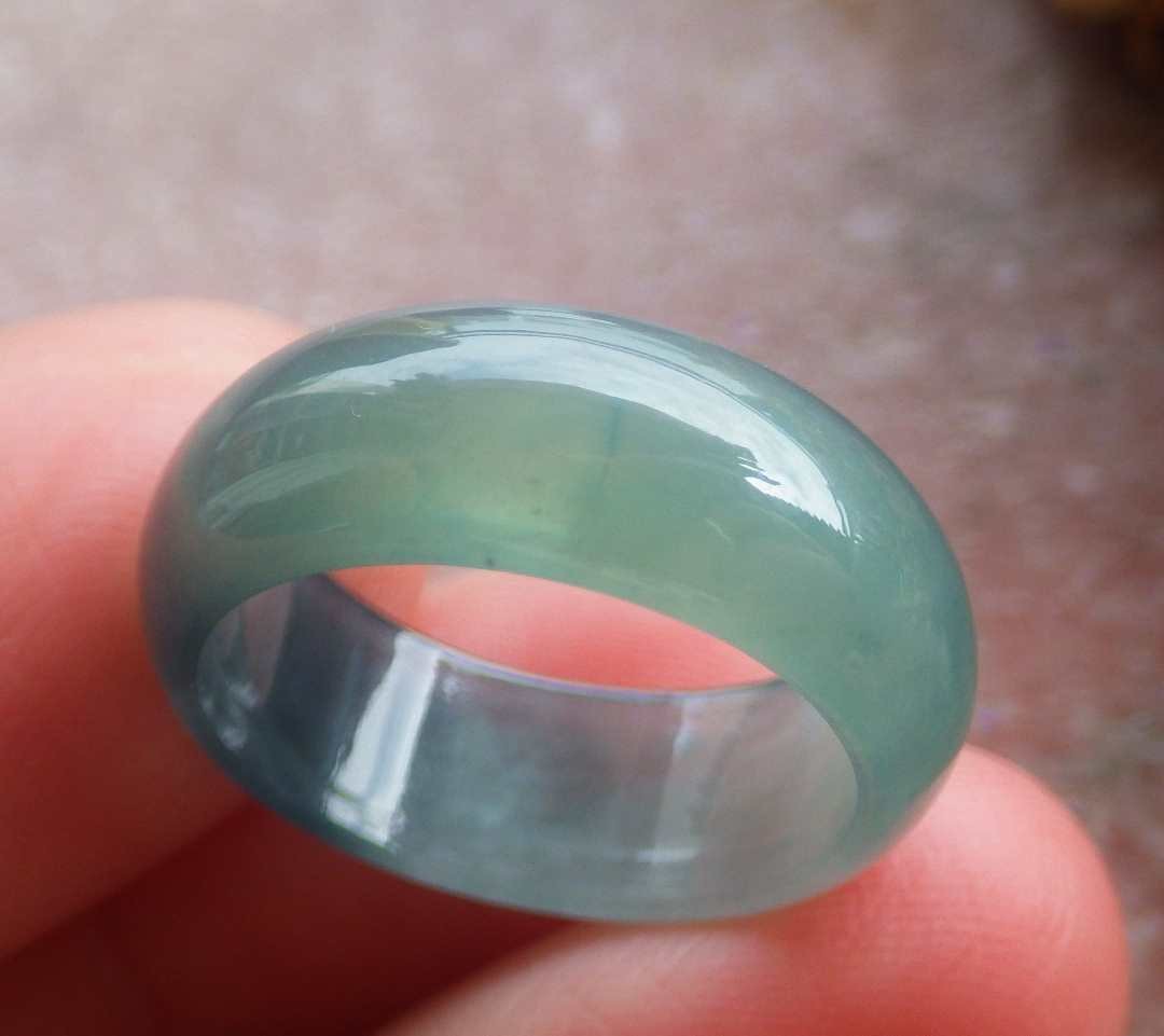 Video Certified Natural Green A Jadeite Jade Round Circle Ring NO. 5.25 # 420077