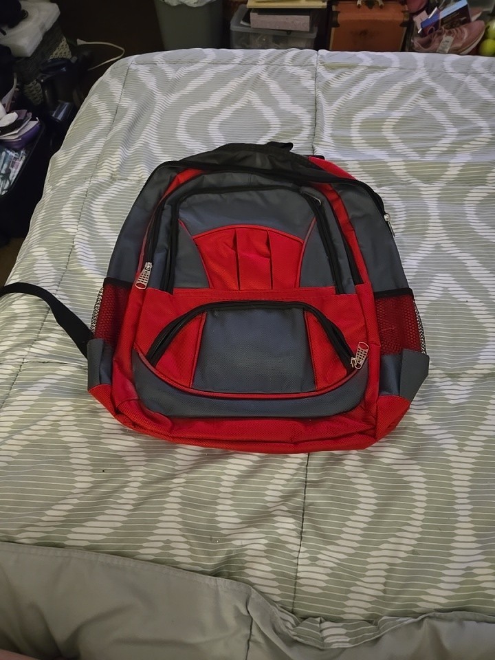 Arctic Star Red, Gray & Black Backpack with Mesh Side Pockets B37