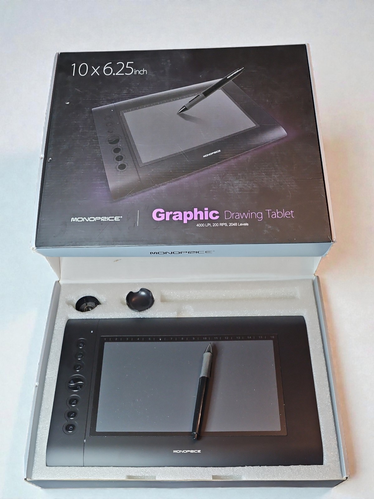 🔥Monoprice 10 x 6.25" Graphic Drawing Tablet 4000 LPI 200 RPS 2048 Levels