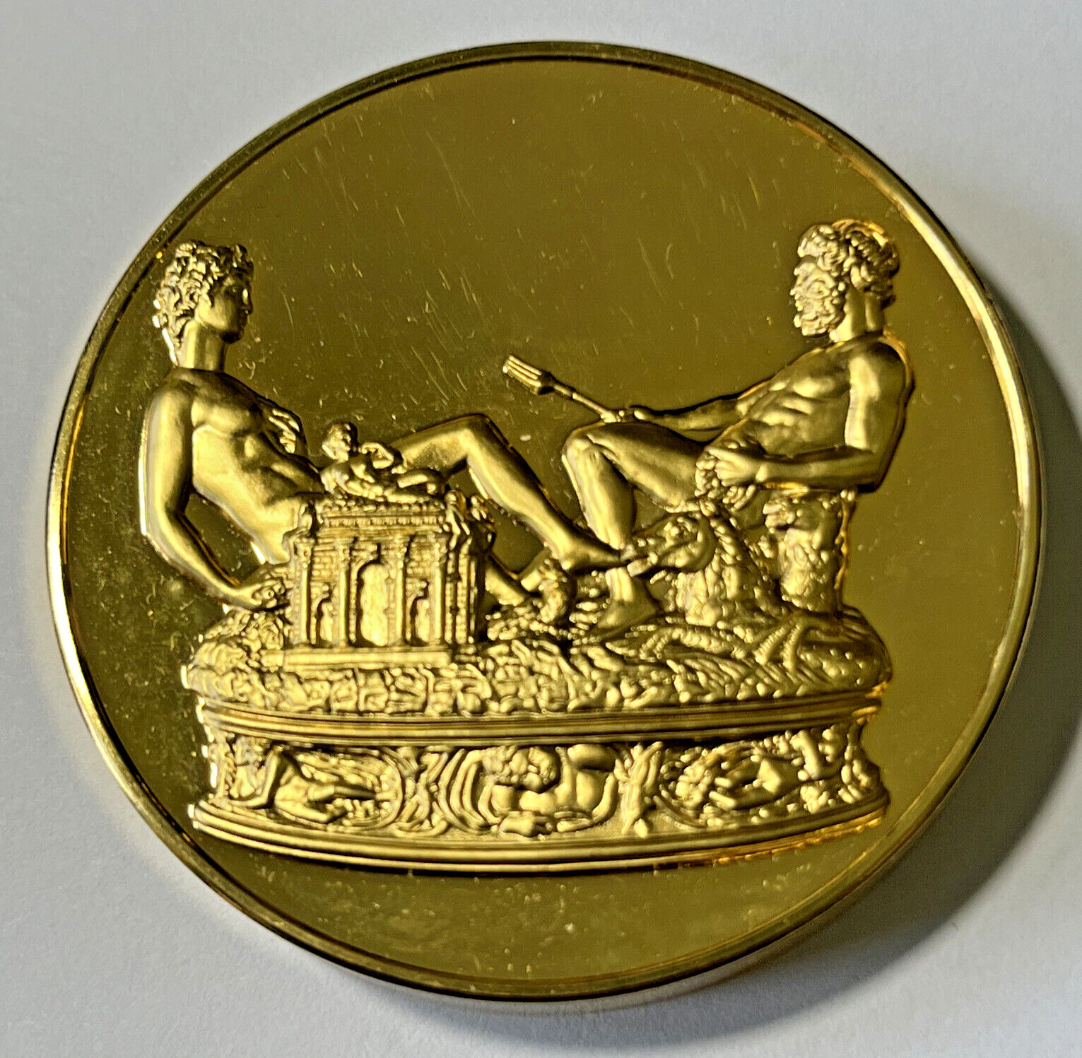 François Benvenuto Cellini Medal Gold 24KT Electroplate on Bronze Salt Cellar