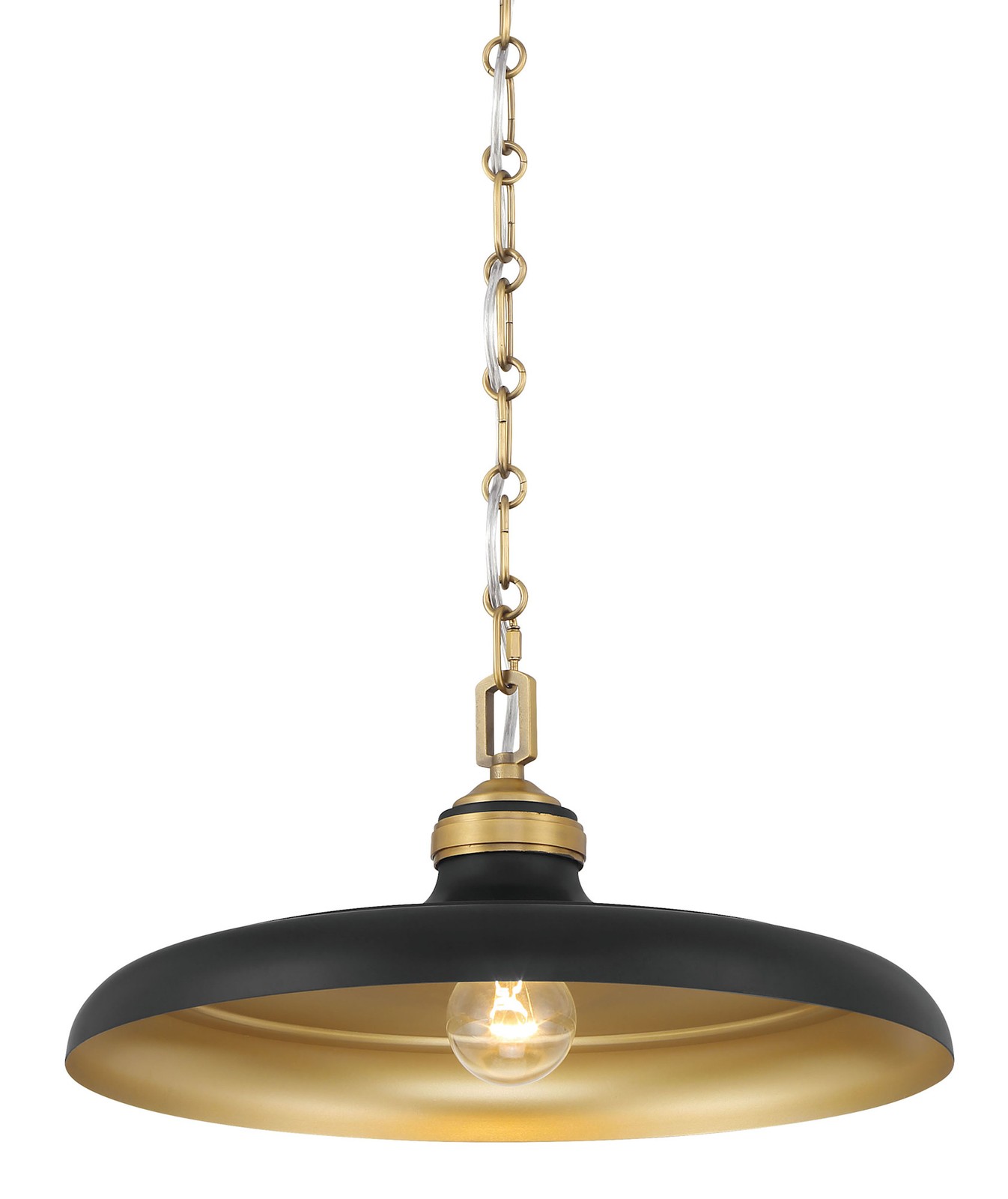Minka Lavery 3935 Crowne 16"W Pendant - Dark Matte Black / Legacy Brass
