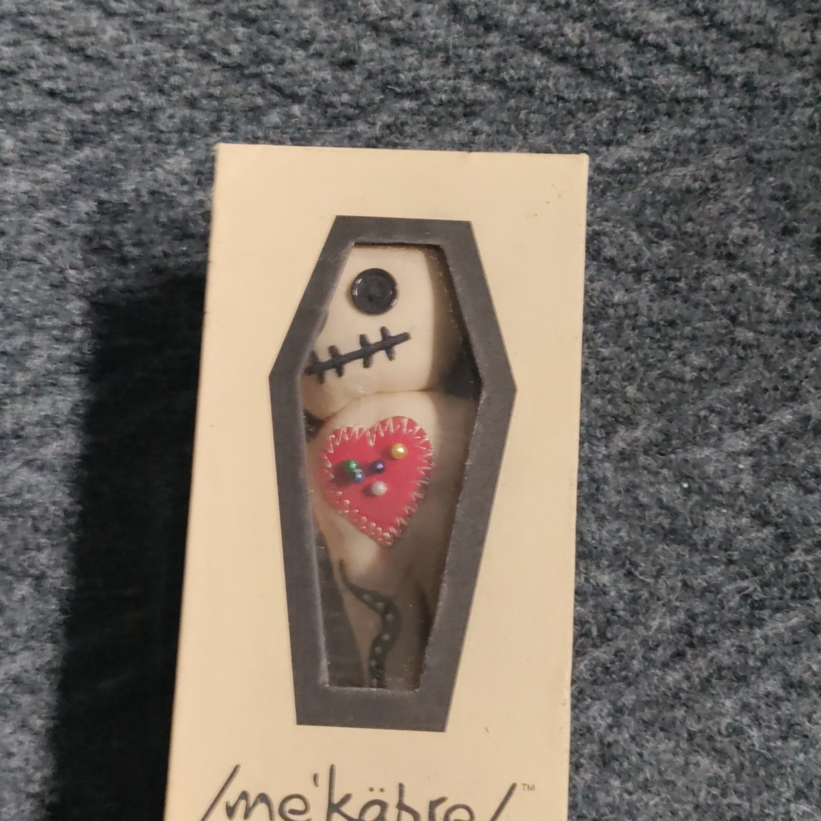 mekabre Voodoo Doll with Heart, Pins & Coffin Box Novelty Collectible