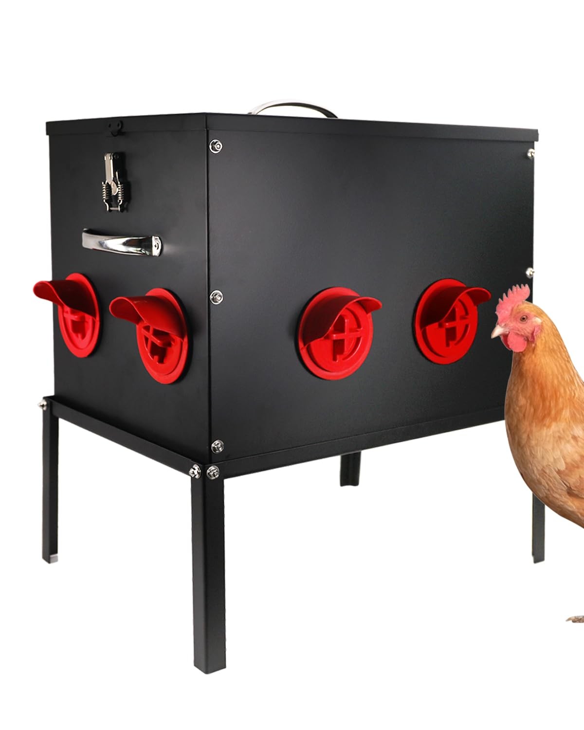 Automatic Chicken Feeder –45–50 lbs 8 Feeding Ports,Large Metal Chicken Feede...