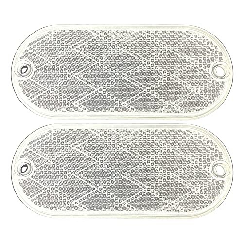 Oval Reflectors Red/Amber Self Adhesive Or Drill Mount Quick Mount SAE 2 White