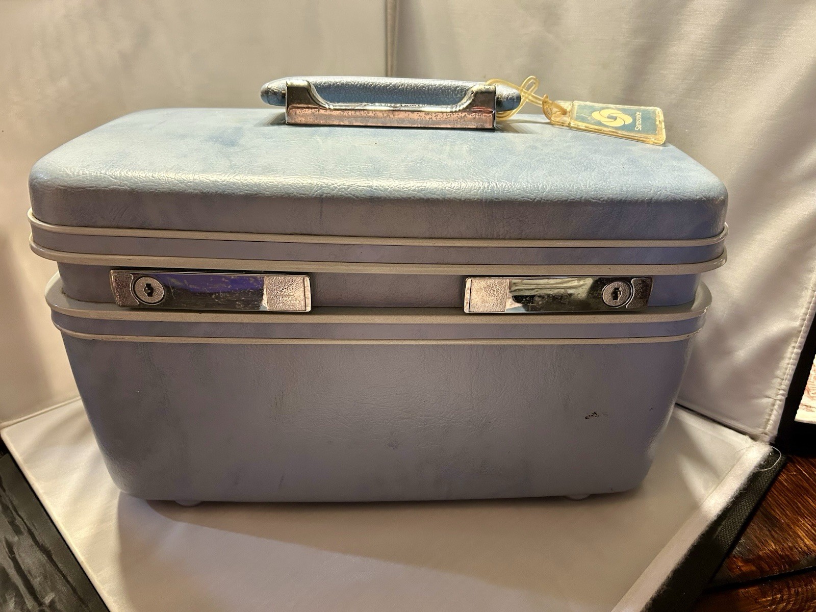 Vintage Golf Blue Samsonite Profile Train Case Luggage Makeup No Key