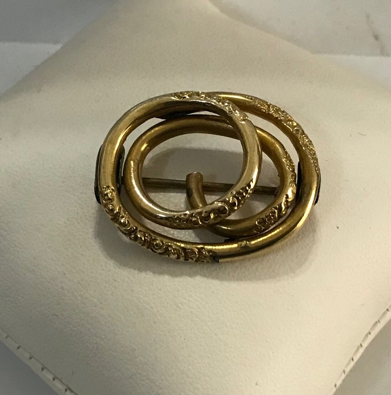 Antique Gold-Plated Hand-Etched Swirls Brooch..Exquisite!