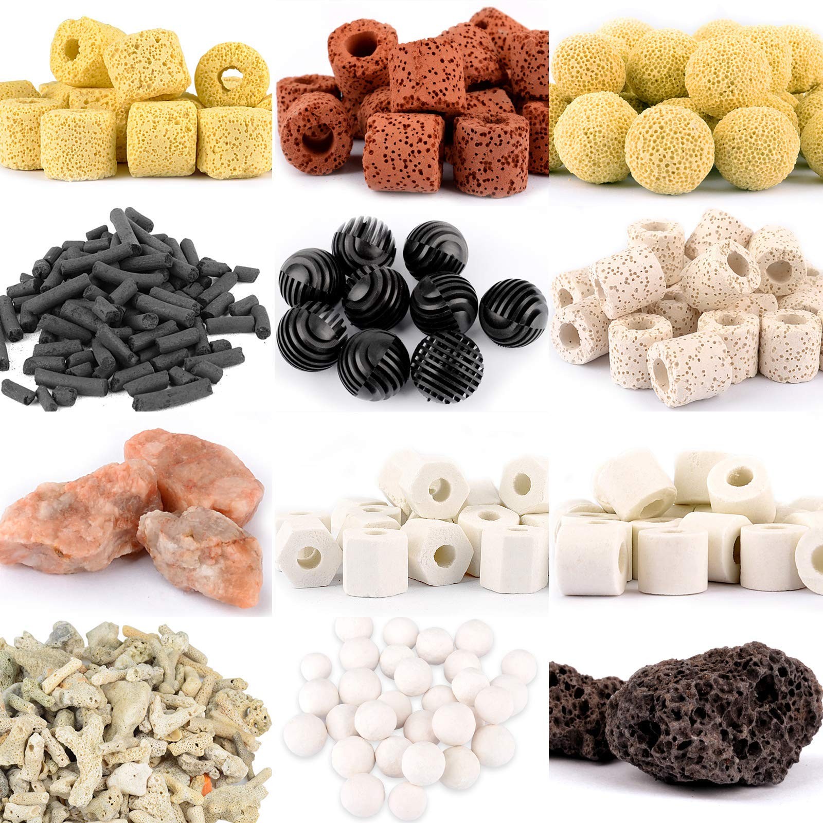 Aquarium Filter Media: 12-in-1 Bio Balls & Ceramic Rings Kit (500g) for Fish ...