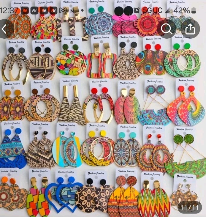 Fashion Jewelry Wooden Boho Multicolor Earrings Mixed Lot 20 Pairs Women