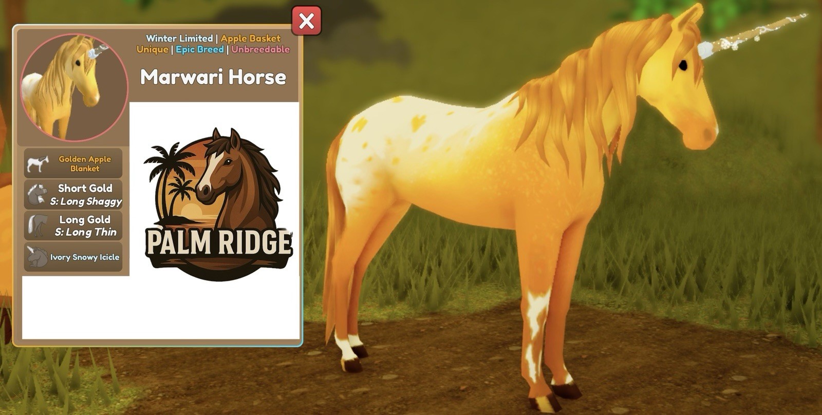 Wild Horse Islands ✨ Golden Apple Horned Marwari, Snowy Icicle, Winter Limited✨