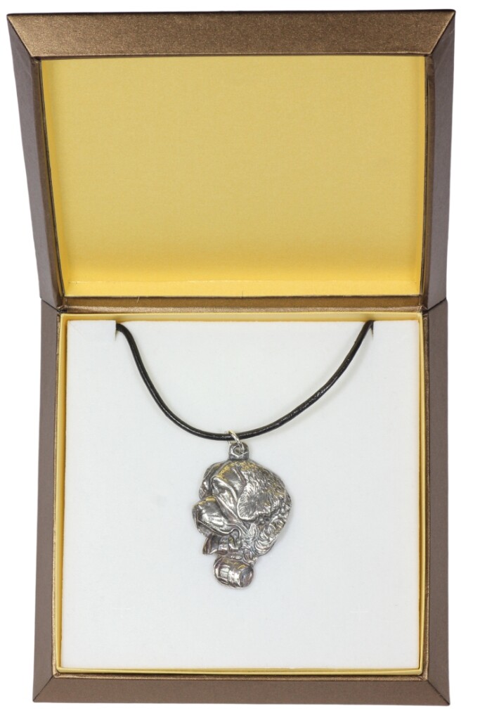 Piece Bernhardshund, Bernhardiner - Dog Collar IN Geschenkbox, Silver Plated Med