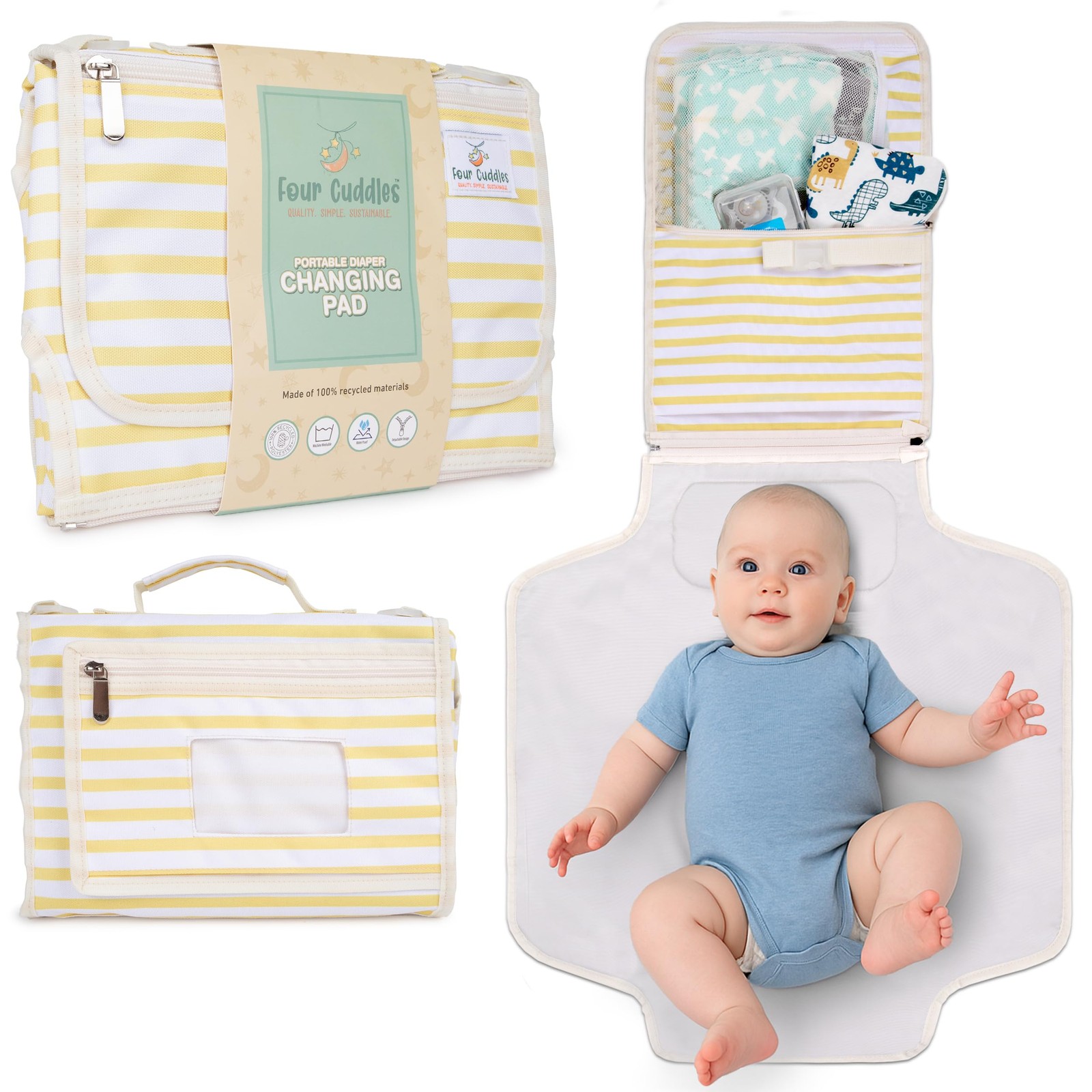 Portable Diaper Changing Pad - Newborn Essentials, Waterproof, Extra Yellow 