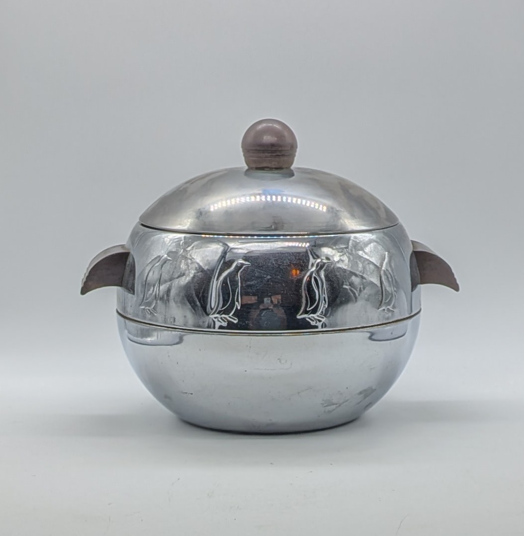 Vintage 1960's West Bend Chrome Penguins Themed Hot or Cold Serving