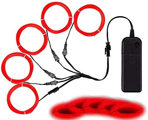 MaxLax EL Wire Red Neon Light 2m Electroluminescent for Halloween Christmas