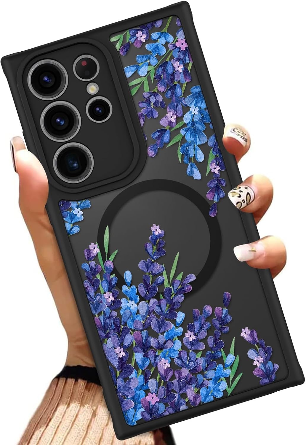 Case Fit for Samsung Galaxy S23 Ultra 6.8 Inch Purple Floral Flowers Phone Cover