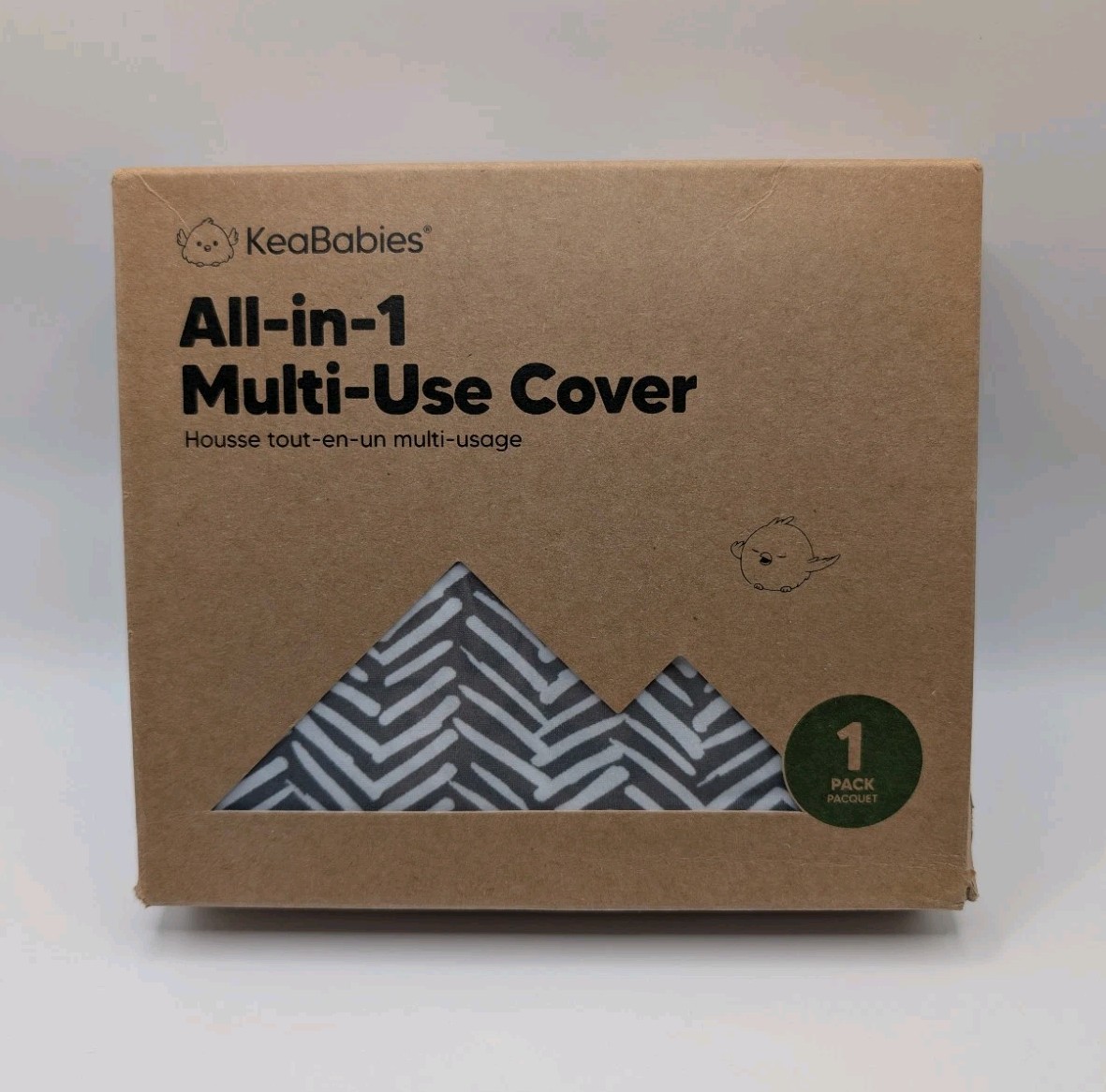 KeaBabies All-In-1 Multi-Use Cover: Gray/White, Herringbone Pattern
