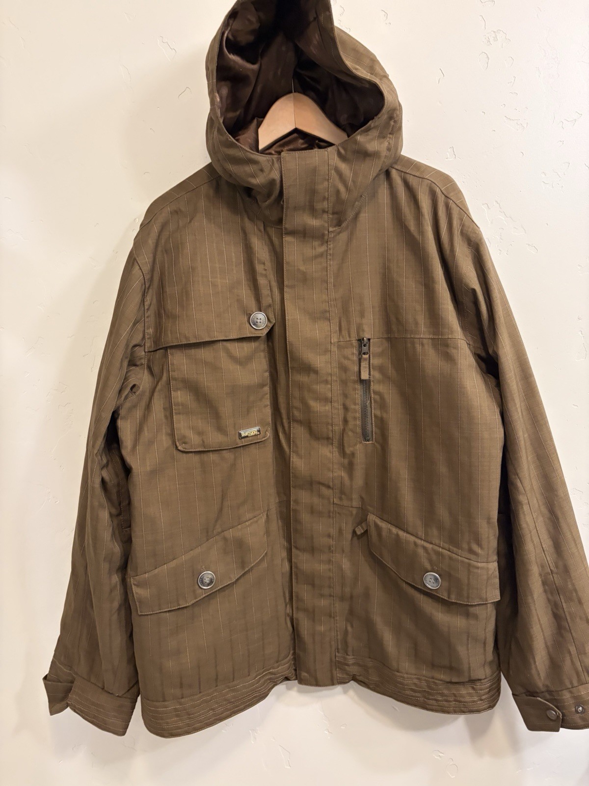 Burton Vintage Esquire Jacket Ski Snowboard Men’s Size Large Brown Pin Stripe