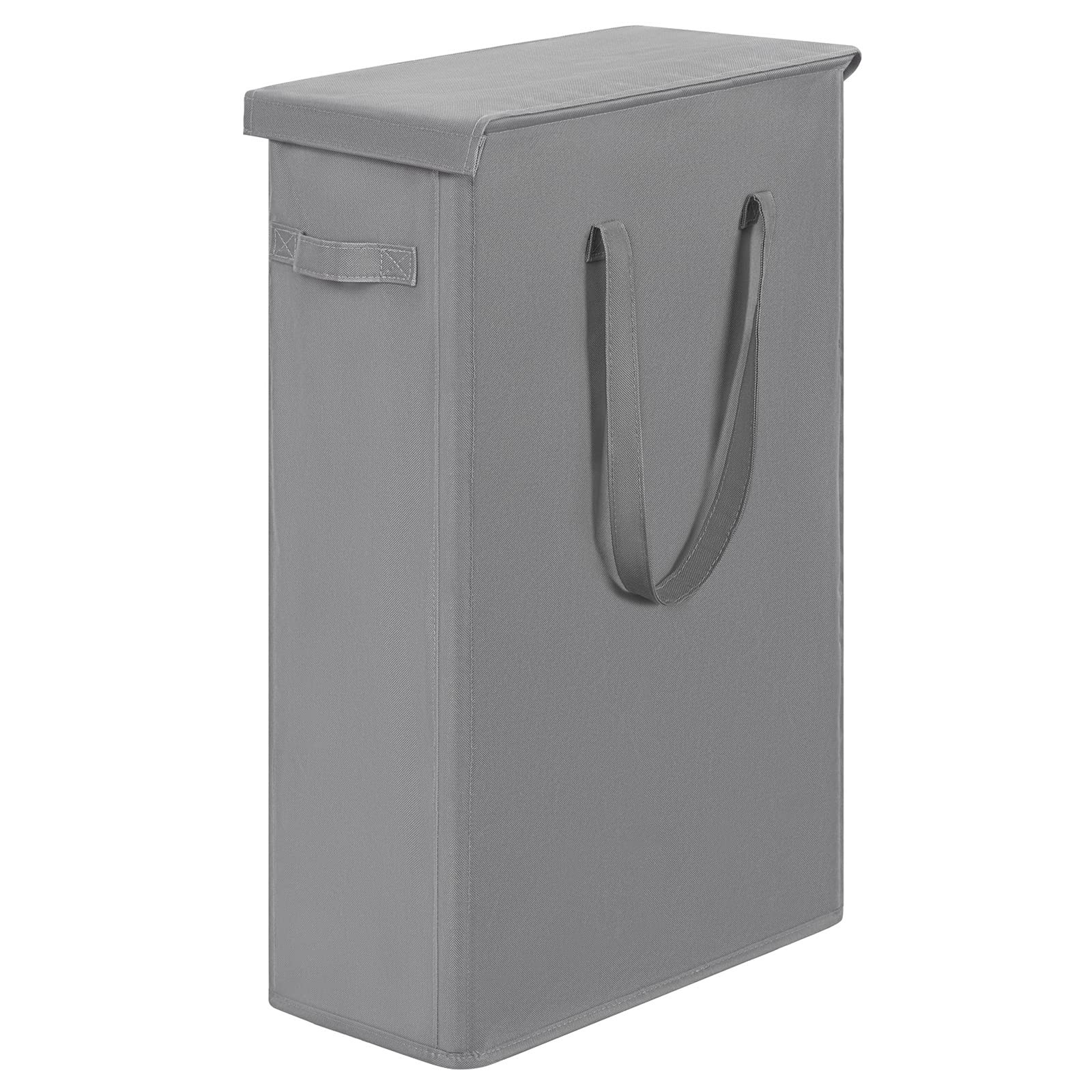 60L Slim Laundry Hamper Lid Narrow Basket Handle Foldable Organizer Storage Grey
