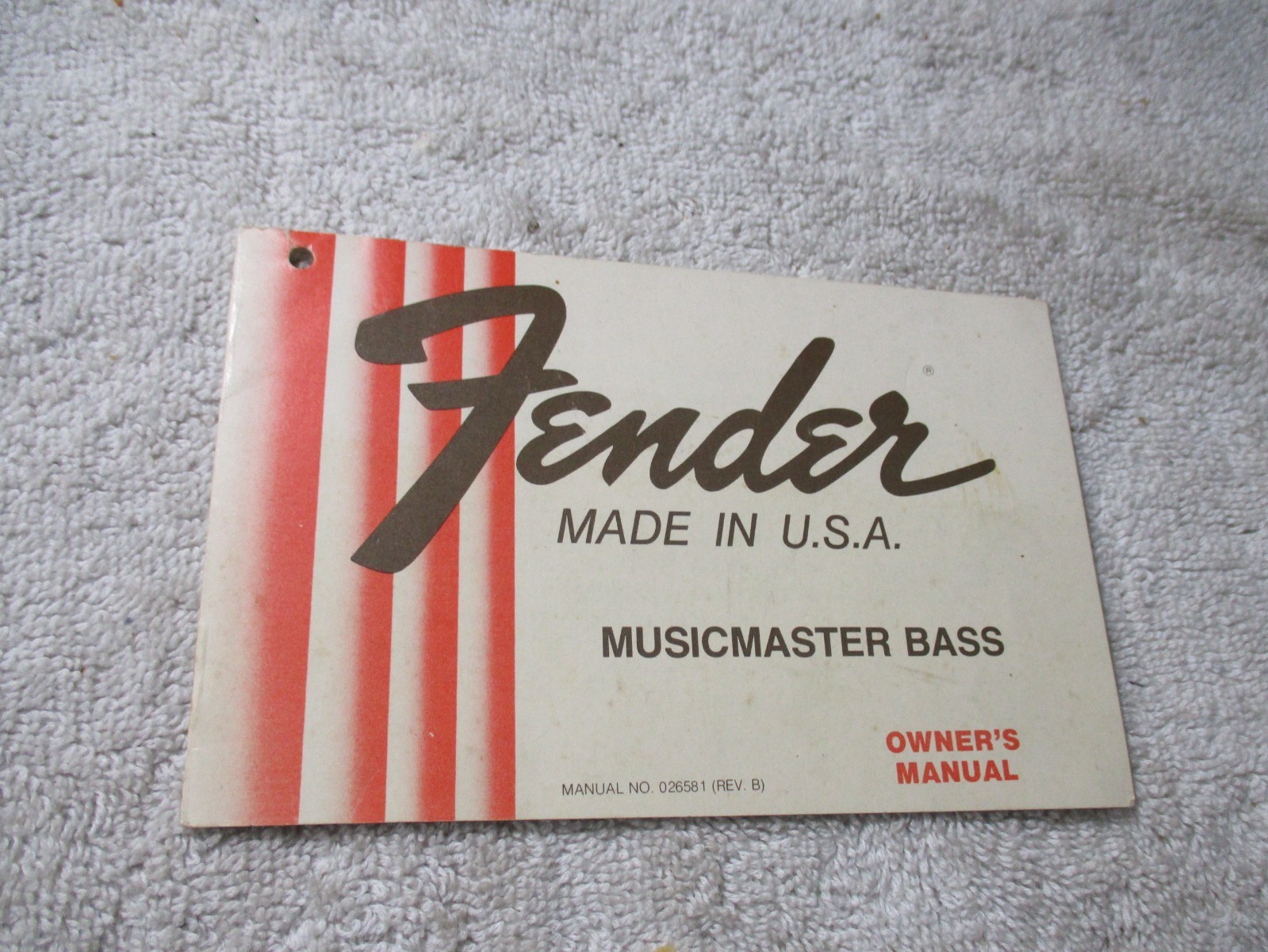 VINTAGE 1978 CBS FENDER MUSICMASTER BASS GUITAR Hang Tag Owners Manual