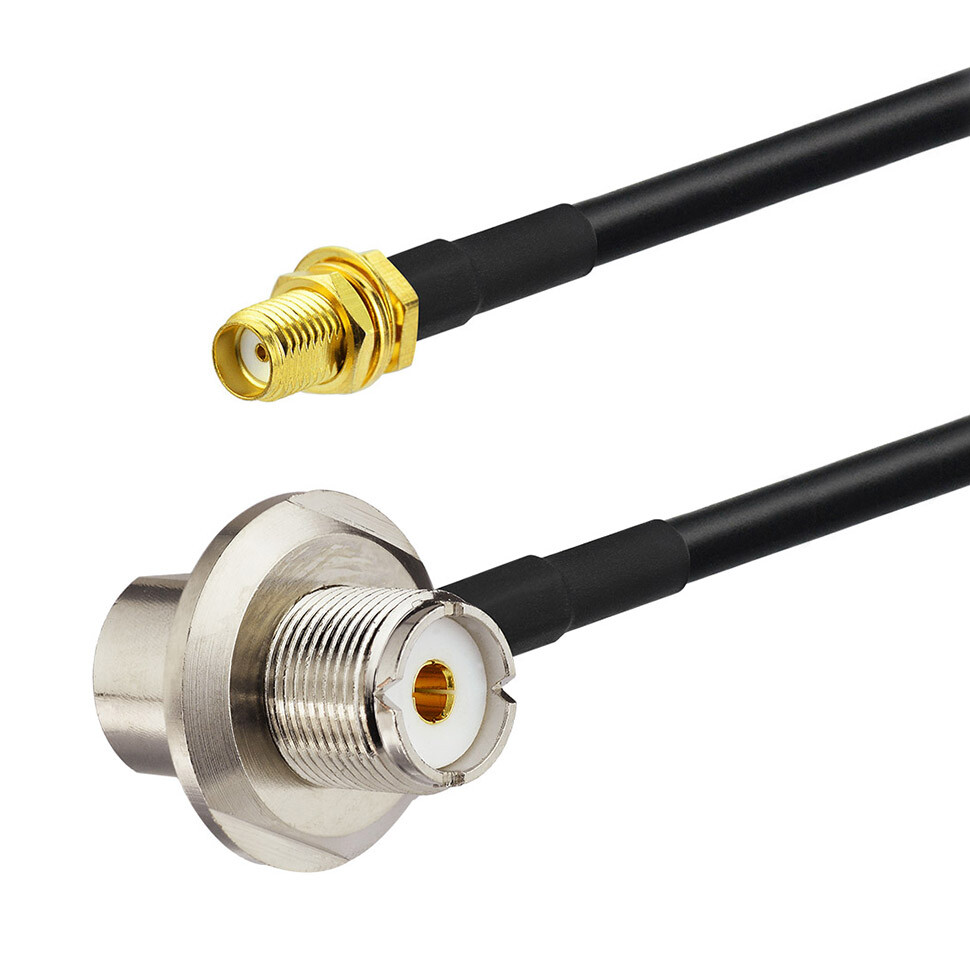 UHF SO-239 Female Bulkhead Ham Radio Antenna Adapter Cable to SMA Female RG58 5m