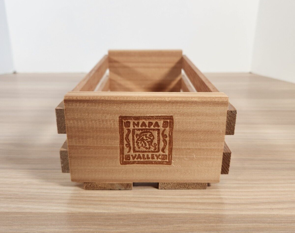 Napa Valley Box Co. 12 Cassette Tape Real Wood Storage Holder Vintage