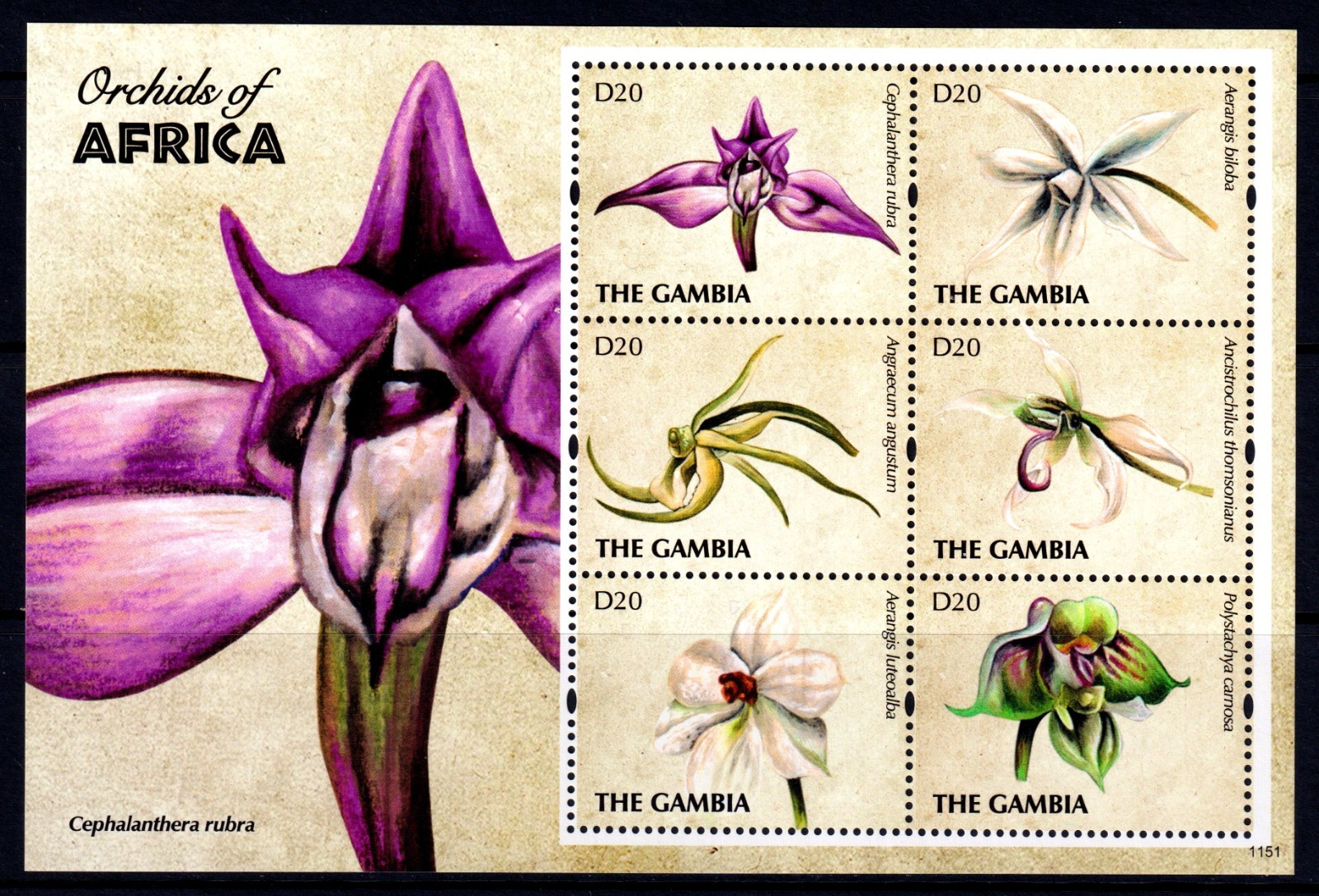 Gambia 2011 Orchids Mint MNH Miniature Sheet SC 3400