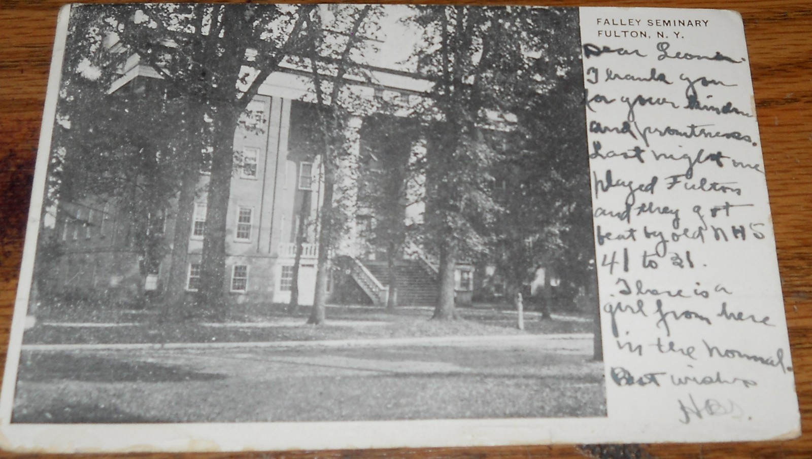 1907 Falley Seminary Fulton New York Postcard T3