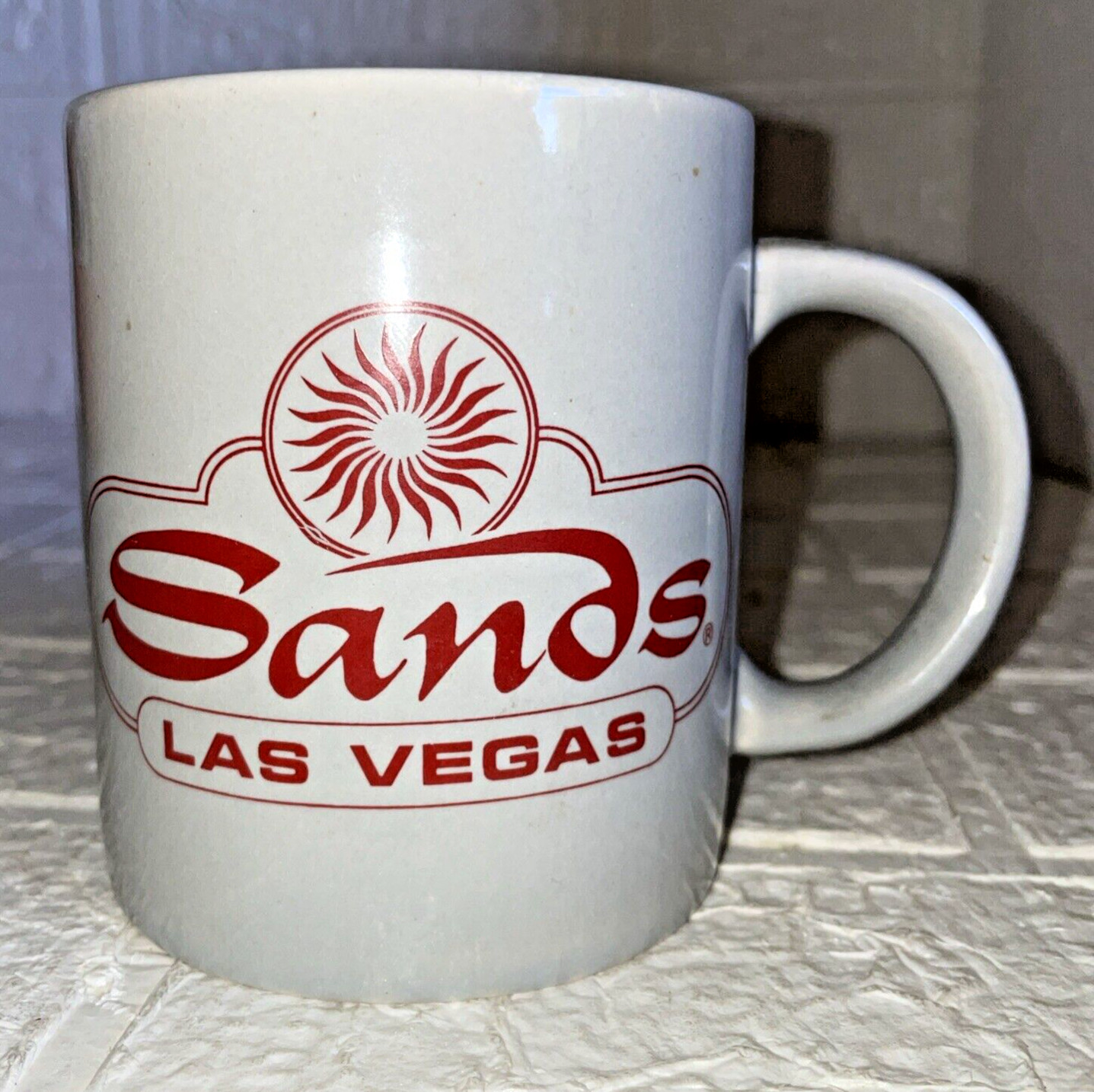 Vtg Sands Casino Coffee Mug Las Vegas Nevada Poker Blackjack Roulette Slot Craps