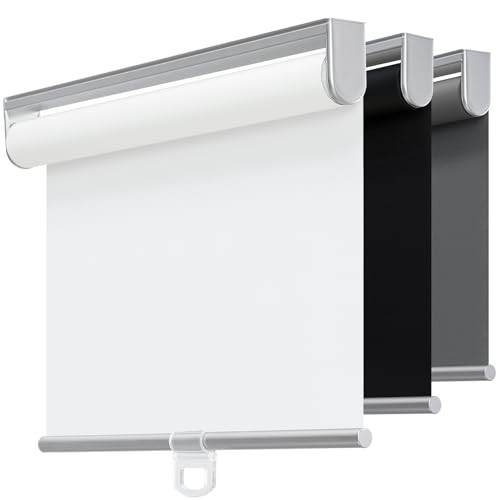 Cordless 100% Blackout Roller Shades for Windows,UV 38"W x 72"H White