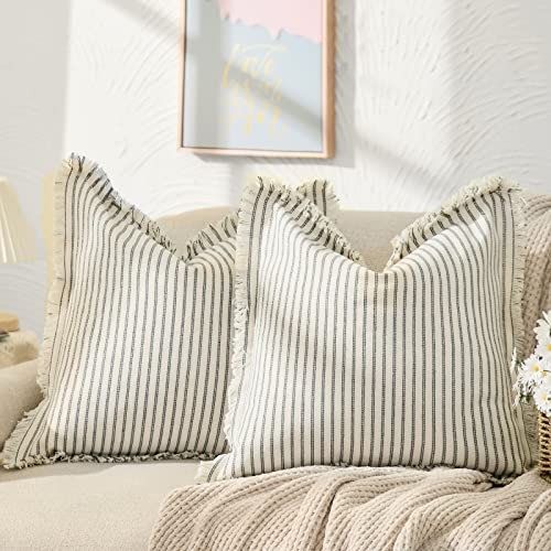  Throw Pillow Covers 18x18 Set of 2 Striped Pillow 18" x 18" (Pack of 2) Gray