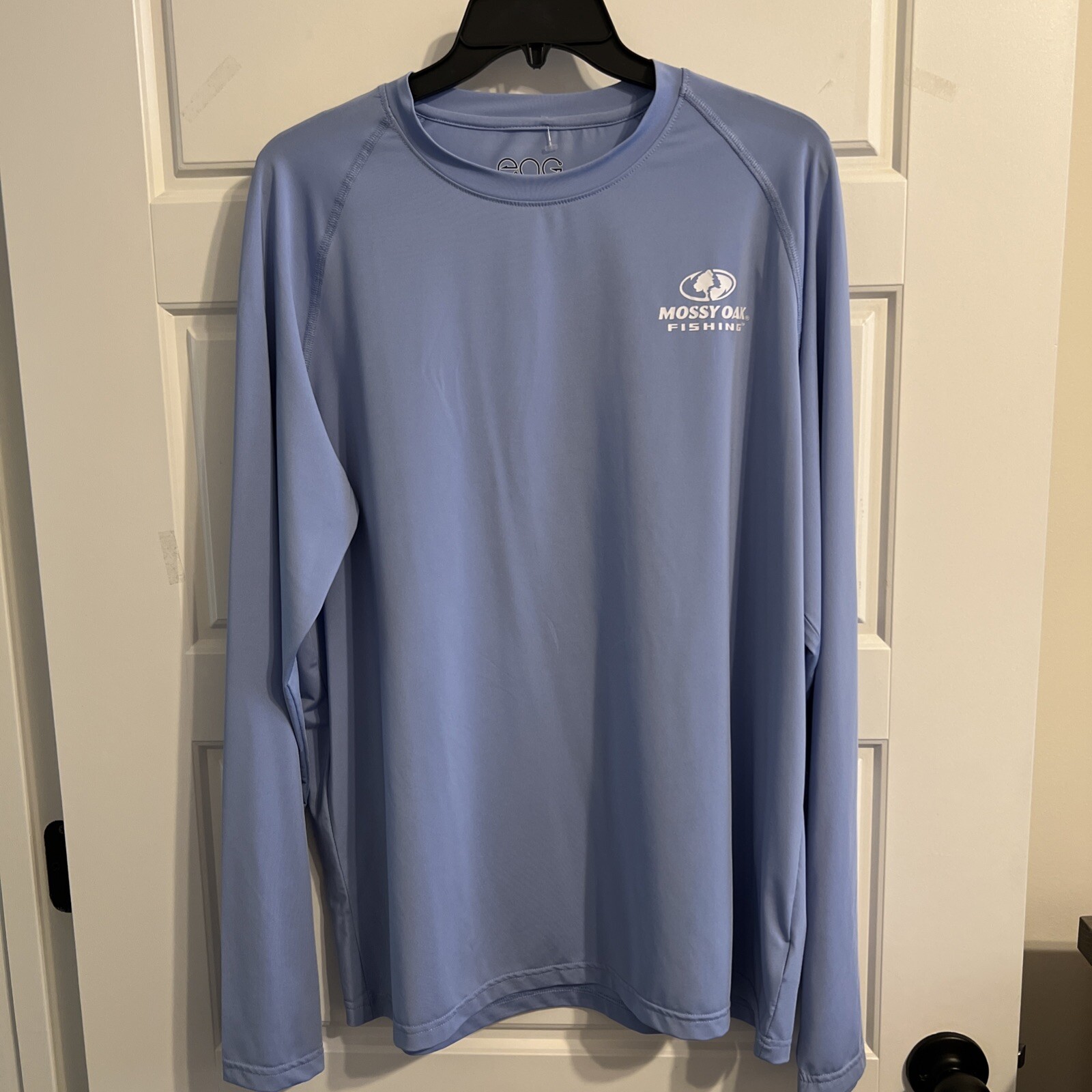 Mossy Oak T-Shirt Men's X-Large Blue Hunting Camo Long Sleeve Logo Pullover