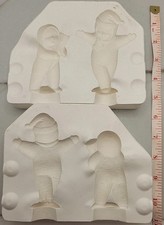 Two Standing Snowbabies Ceramic Slip Mold. Winter Snow. Shiloh Molds #1485