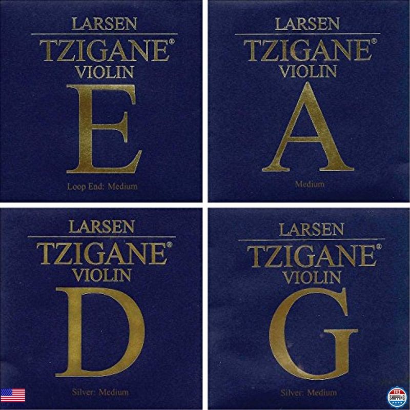 Larsen Tzigane 4/4 Violin Strings - Premium Medium Gauge Loop-End E for Sound