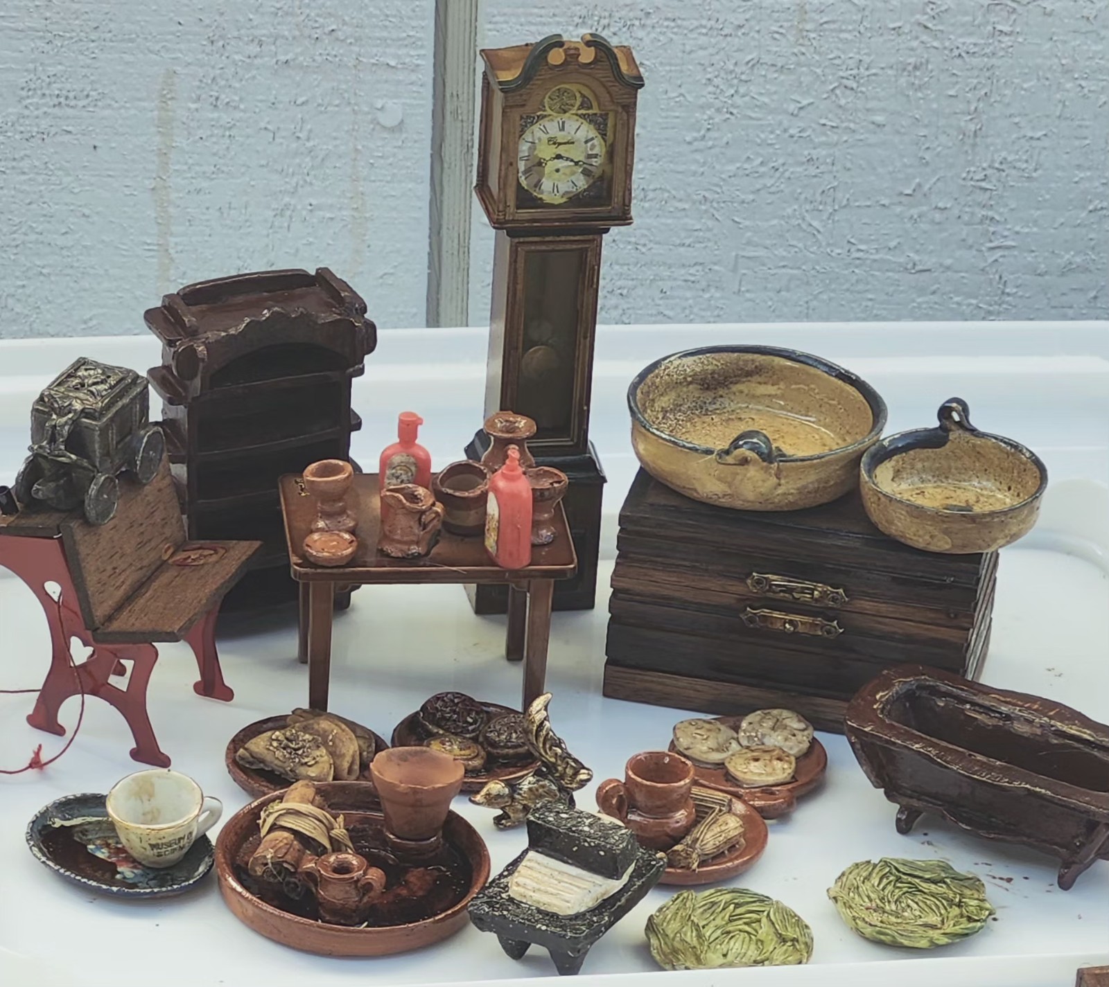 Vintage Dollhouse Miniature Grandfather Clock &more