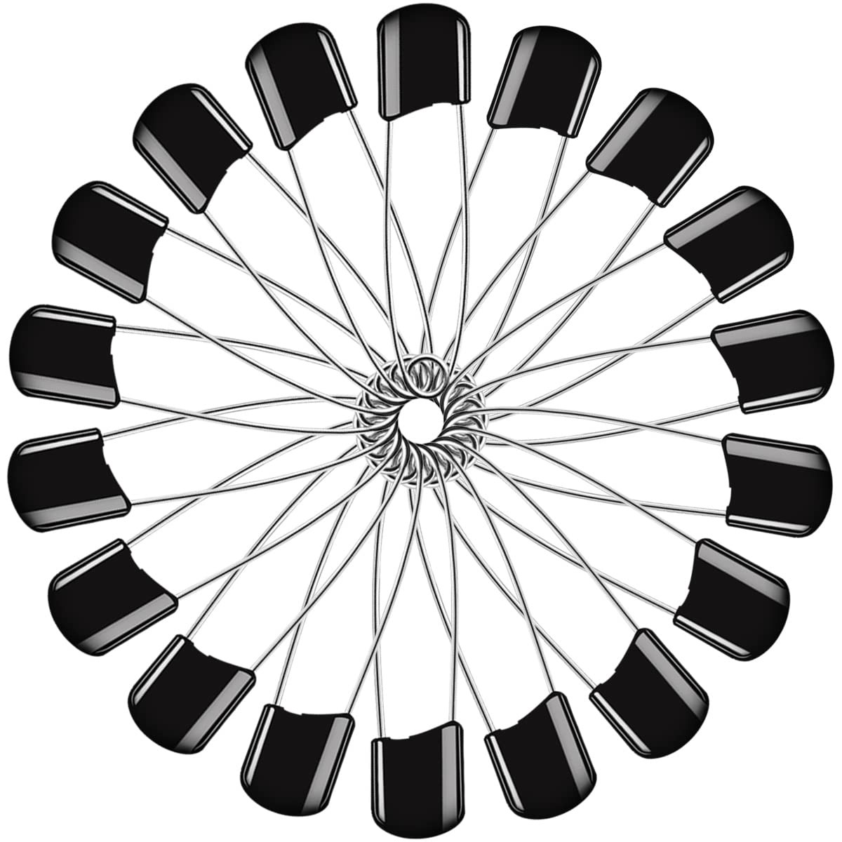 50 Pcs Diaper Pins, Plastic Head Safety Pin with Safe 5 centimeters, Black 