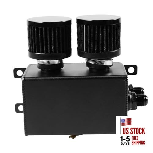 Universal Aluminum AN8 1.2L Twin Baffle Dual Filter Engine Oil Catch Can Black