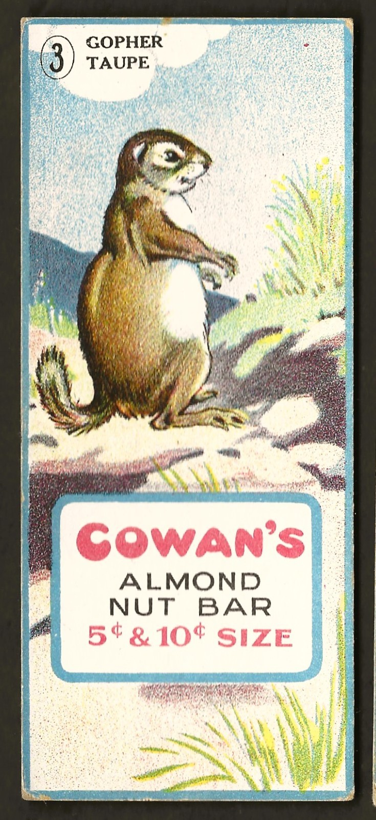 1920s Gopher Chocolate Card Cowans Animals V2 Cowan Almond Nut Bar #3