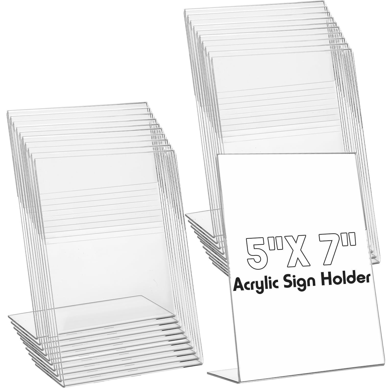 Vicenpal 20 Pcs 5x7" Acrylic Sign Holder L-Shape Picture Frame Display Stand