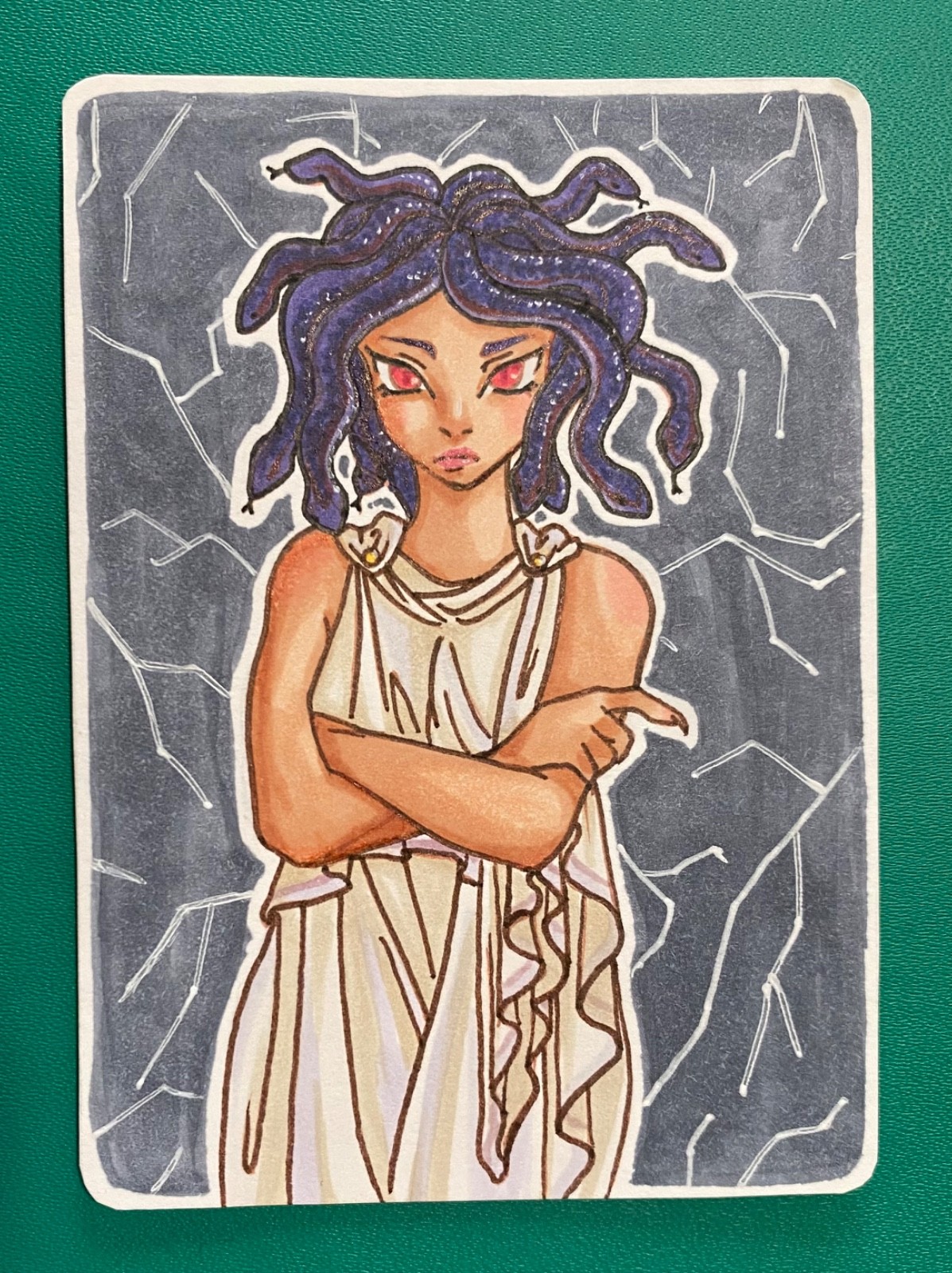 Original ACEO Marker Art Medusa’s Stare by Dorimoth
