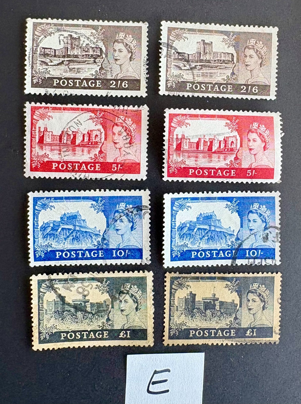Great Britain - Set of two, 1955, Castles, Scott Nos. 309-312, Used, VG/VF.